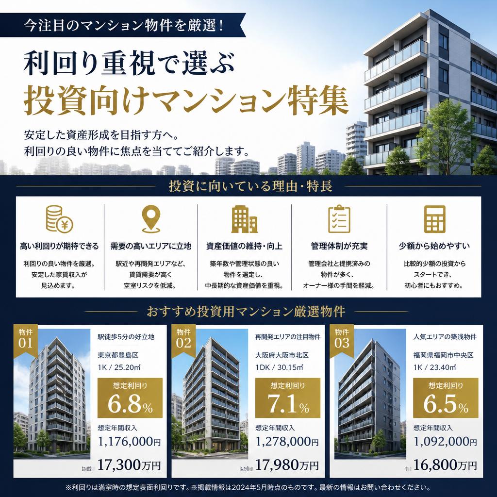 4. 投資に適したマンション物件紹介