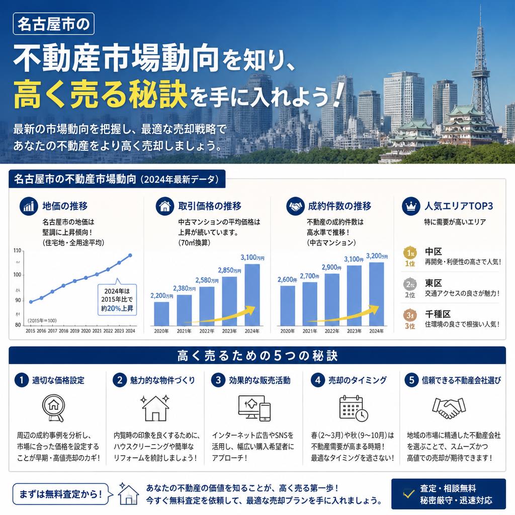 【名古屋市中古物件売却】不動産市場動向を知り、高く売るコツ