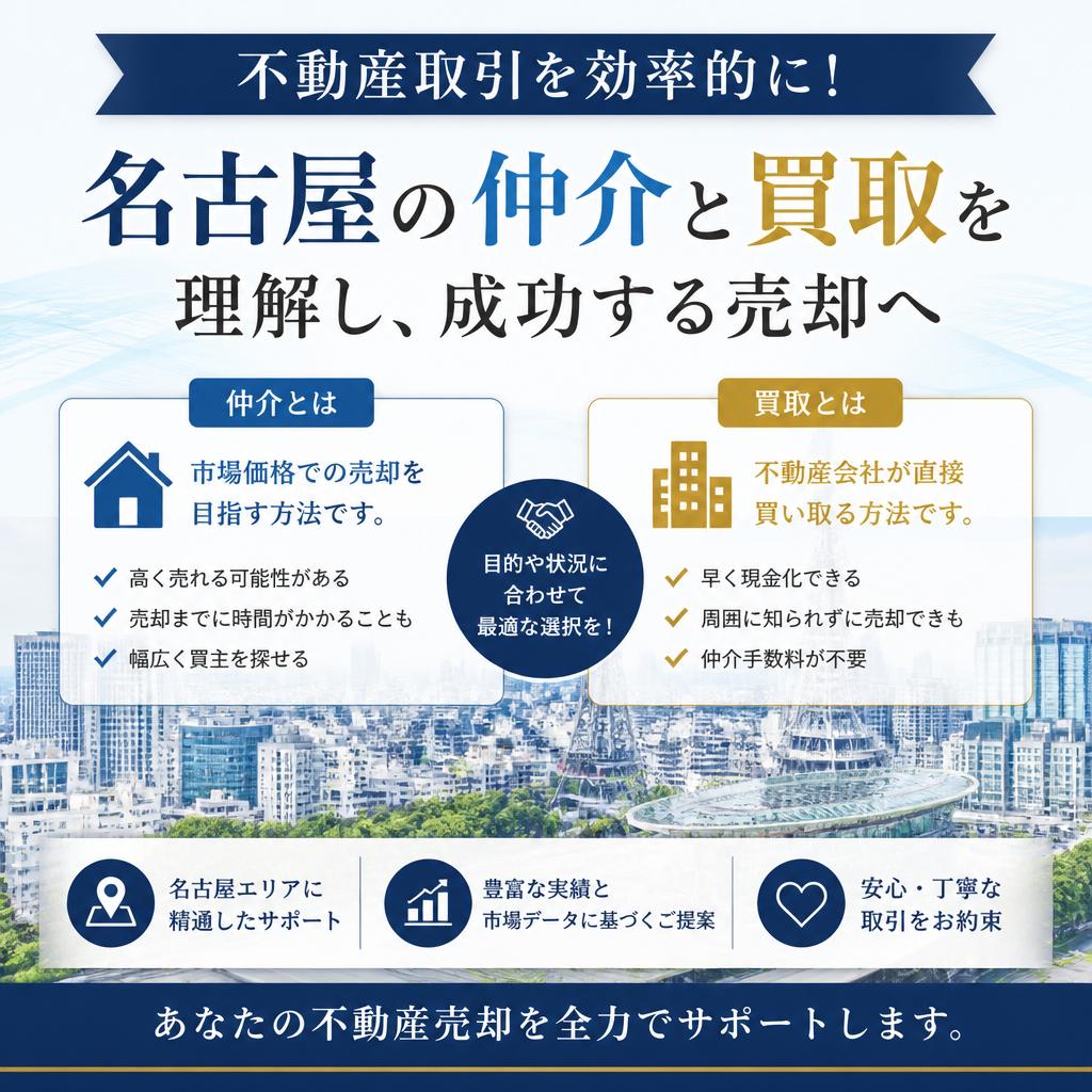 【名古屋の不動産取引を効率的に】仲介と買取の違いとは？