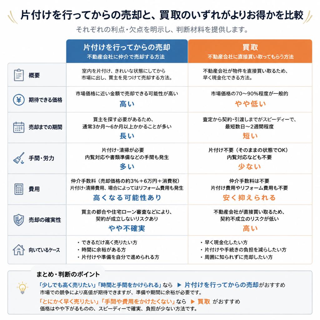 片付け vs 買取：どちらが得？