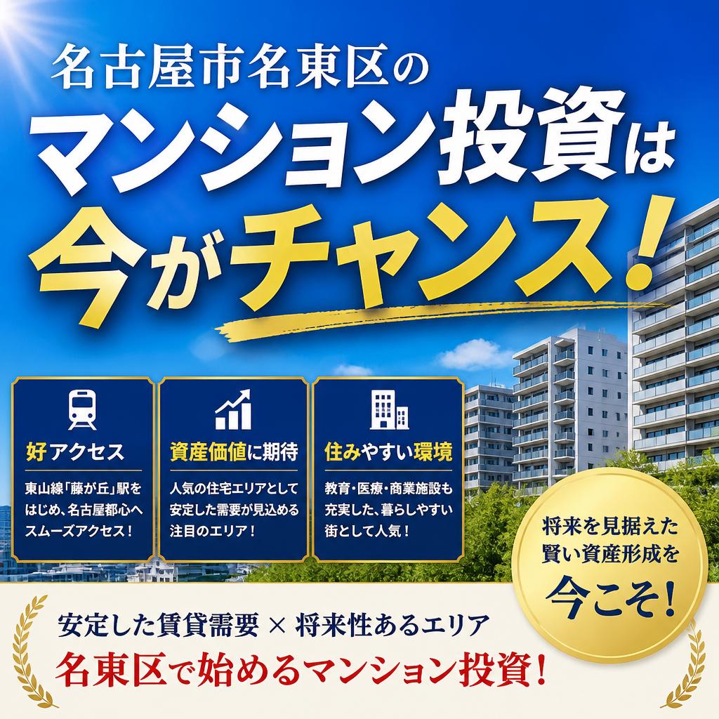 【名古屋市名東区】マンション投資は今がチャンス！
