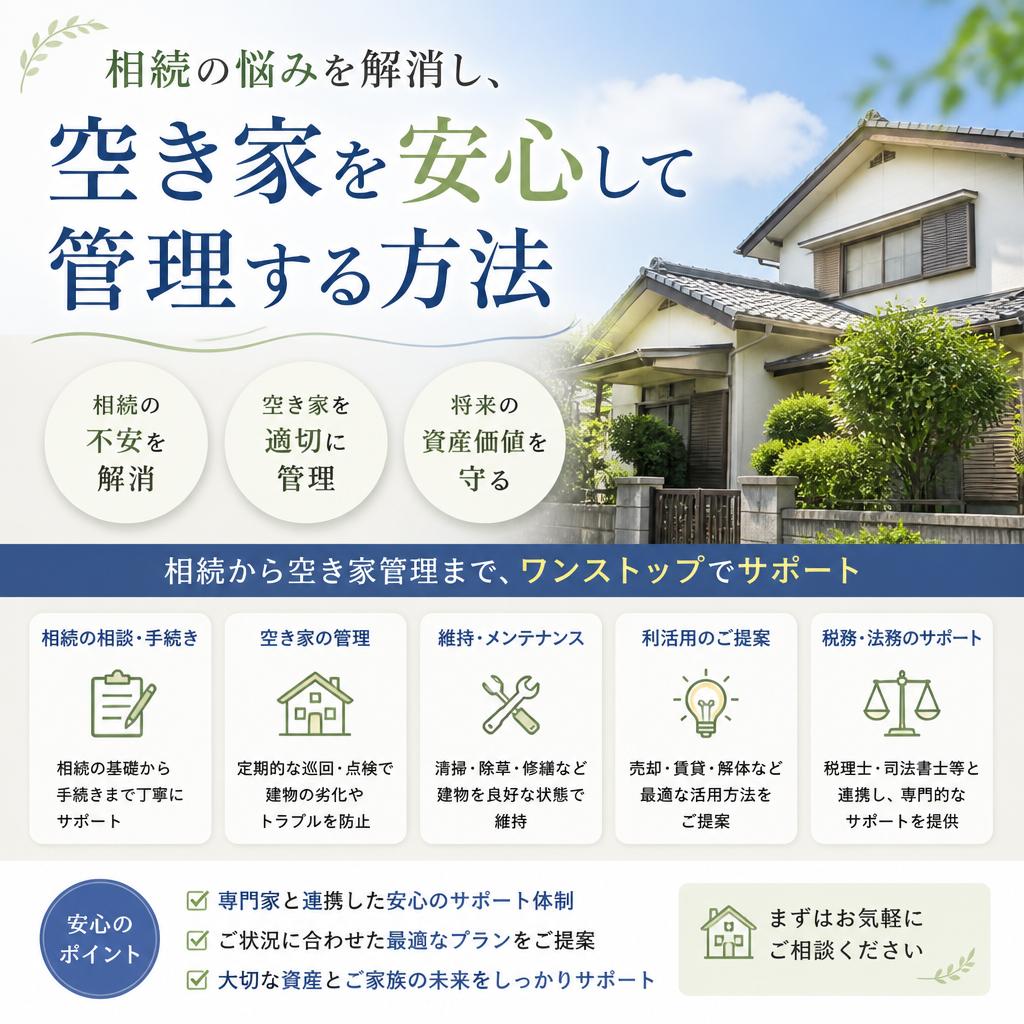 相続の悩みを解消し、空き家を安心して管理する方法
