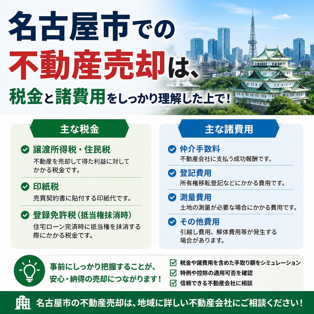 【名古屋市不動産売却】費用とか税金はどれくらい？