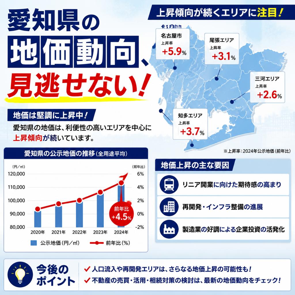 【愛知県地価状況】不動産取引のチャンス！