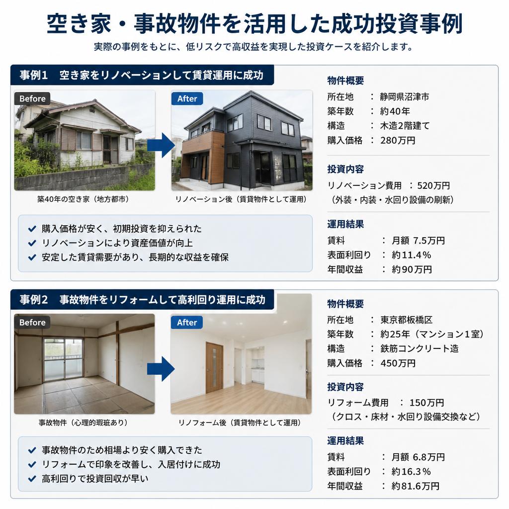 実際の成功事例 空き家・事故物件活用の実例