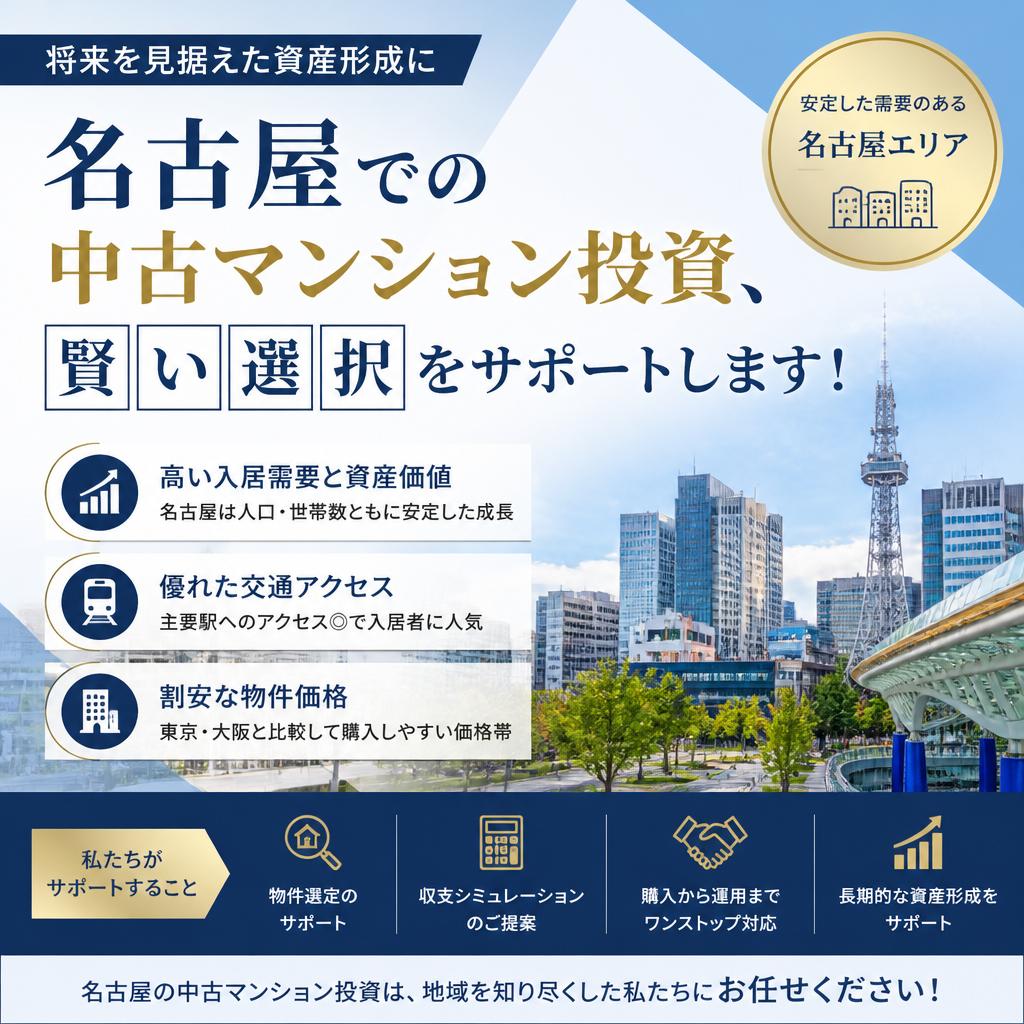 《名古屋での中古マンション投資》投資は堅実に名古屋から！