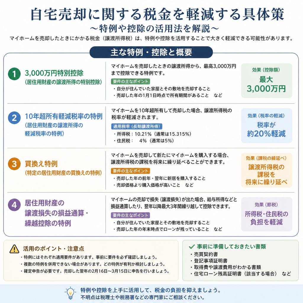 自宅売却における控除と減免